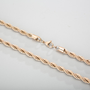 Catena a Corda Intrecciata in Oro Massiccio 10K per Uomo, 5mm 5.5mm, Collana in Oro <span class=keywords><strong>14K</strong></span>, Corda Senza Filo in Acciaio - Product Image 3