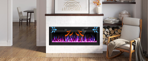 <span class=keywords><strong>Cheminée</strong></span> Électrique Économique 1500W avec Ensemble de Cristaux et Bûches, Chauffage Décoratif pour Salon - Product Image 2