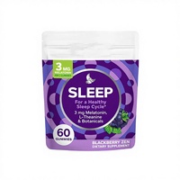 Bonbons Gommeux Sommeil 60 Unités Soutien Occasionnel au Sommeil 3 mg Mélatonine L-Théanine Camomille Mélisse Aide au Sommeil Mûre