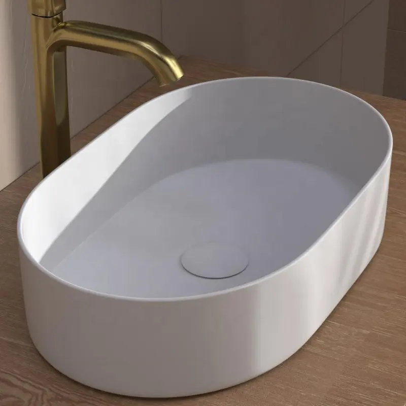 Comptoir en céramique lavabo à main ovale blanc vanité navire évier salle de bain lavabo