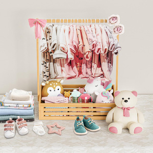 Baby Clothing Rack With Storage Box Adjustable Hanging Rod For 0-12 Months Large <b>Square</b> Type Tree Material <b>Set</b> - Product Image 1