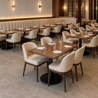 Meubles de restaurant et de café commerciaux, table carrée en bois, banquette en forme de L, chaise en cuir rembourrée