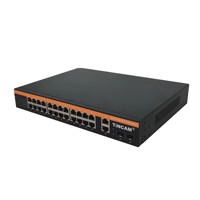 Conmutador PoE Gigabit TiNCAM de 28 Puertos, 24 Puertos 802.3af/at PoE + 2GE + 2 SFP 300W para CCTV, WiFi AP