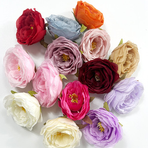 Cabezas de Flores de Peonía Artificiales de Tela de Seda de 8 cm, Hechas a Mano, para Decoraciones de Boda - Product Image 1