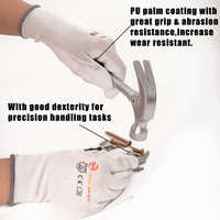 Guantes de Seguridad Recubiertos de PU Blancos de Entrega Rápida de Fábrica, Guantes de Protección de Manos Recubiertos de PU Ligeros para Trabajos Generales en Talleres