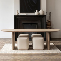 Juego de Comedor Ovalado de Madera Maciza para 4 Personas Atunus de Estilo Nórdico Minimalista y Elegancia Francesa