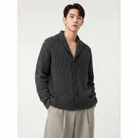 Vintage Strickwaren Maßgeschneiderter Herren-Pullover Gestrickter Herrenpullover mit Umlegekragen Woll-Strickpullover für Herren mit Knopfdesign Cardigan Homme
