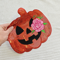 Patchs brodés personnalisés en sequins de citrouille d'Halloween, appliques thermocollantes pour bricolage, idéales pour décorer costumes, vestes, chapeaux, sacs – Effet effrayant