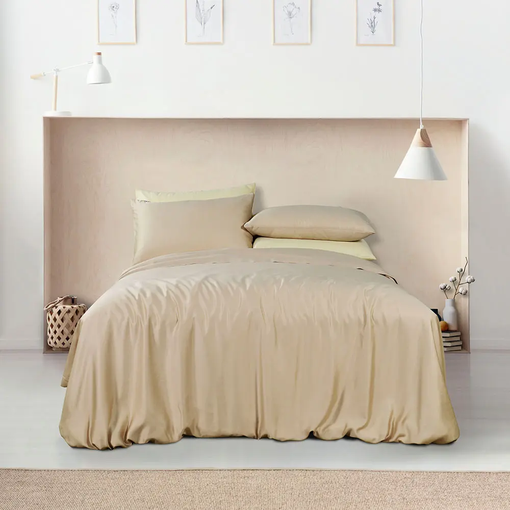Custom 100% Eucalyptus Fabric Full Size Bed Sheet Sets Luxury Bedding Wholesale Lyocell Tencel Duvets Covers Set