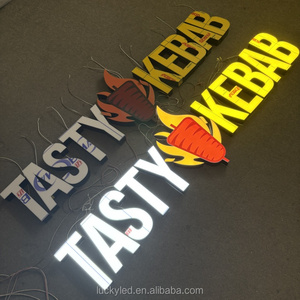 Tàu Nhanh Cà Phê Cửa Hàng Thanh Thương Hiệu Tùy Chỉnh Kim Loại Acrylic Sáng Biển 3D <span class=keywords><strong>LED</strong></span> Nhân Vật Phát Sáng Frontlit Ánh Sáng Thư Dấu Hiệu - Product Image 3