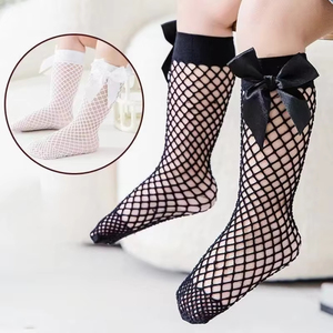 Calcetines de Malla para Bebés Niñas, Calcetines de Verano Transpirables de Malla, Calcetines Altos hasta el Tobillo, Color Sólido Vintage con Lazo, Calcetines Largos para Niños Pequeños, Medias para Bebés - Product Image 2
