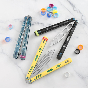 Couteau papillon d'entraînement non affûté en acier inoxydable, double couche, avec patch PC, pour entraînement efficace - Product Image 2