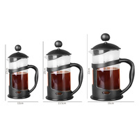 Nouvelle cafetière à piston en acier inoxydable à double paroi, théière à filtre manuel, résistante à la chaleur, avec filtre en verre borosilicate moderne