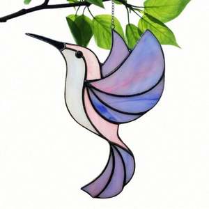 Hummingbird Stained Glass <b>Bird</b> Window Hanging Sun Catcher Window Wall Home Yard Balcony Garden <b>Decor</b> Gifts for Mom <b>Bird</b> Lovers - Product Image 4