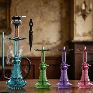 Modern Aluminum Alloy <b>Hookah</b> Set Mirror Finish Single Hose Shisha <b>Pipe</b> Gift Box for Bar and Travel - Product Image 5