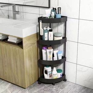 <span class=keywords><strong>Étagère</strong></span> de <span class=keywords><strong>rangement</strong></span> en plastique multi-niveaux pour salle de bain et <span class=keywords><strong>cuisine</strong></span>, <span class=keywords><strong>étagère</strong></span> triangulaire d'angle du sol au plafond, <span class=keywords><strong>rangement</strong></span> pour toilettes, robuste et élégante - Product Image 3