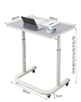 Bureau portable ergonomique réglable en hauteur, table d'appoint roulante pour lit, poste de travail d'étude avec tiroir de rangement, écologique