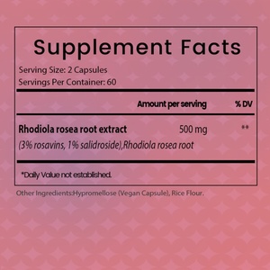 Cápsulas de Rhodiola Rosea OEMODM, Apoya el Rendimiento Cognitivo y los Niveles de Energía, Apoya el Sistema Inmunológico y el Estado de Ánimo Saludable, Vegano, Sin OMG - Product Image 2