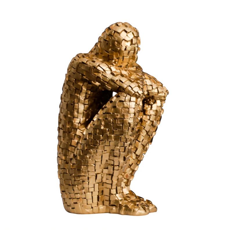 Dropshipping Shopify Mini Thinker Style Statues, Gold Craft Abstract Art Resin Sculpture, Modern Aesthetic Figurine Decoration