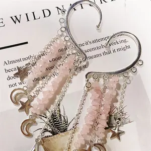 Pendientes de amatista de cristal natural Crystal Craft Healing Rose Quartz Chip Ear Hooks - Product Image 4