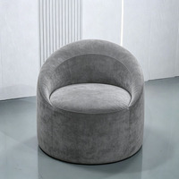 Fauteuil individuel moderne et rond pour salon, en mousse compressée crémeuse, confortable pour la détente