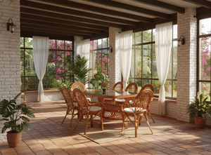 Juego de Comedor JAVA de Ratán/Mimbre, 8 Piezas, Elegante Juego de Mesa y Sillas para Hoteles, Apartamentos, Hogares Modernos, Calidad Premium y Confort - Product Image 5