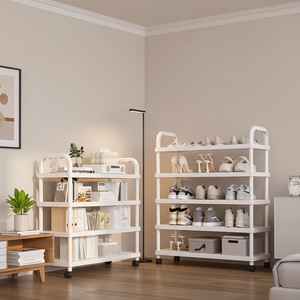 Étagère à chaussures 5 niveaux en acier carbone épaissi, robuste, durable, attrayante et contemporaine, avec roulettes – Vente directe usine |   Salon portable - Product Image 1