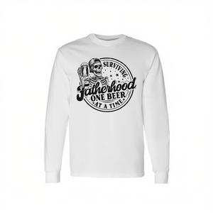 Camiseta de manga larga con estampado de "Surviving Fatherhood One Beer At A Time" para papá, regalo del Día del Padre - Product Image 3