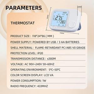Thermostat sans fil RF WiFi pour chaudière à gaz, <span class=keywords><strong>chauffage</strong></span> au sol, contrôleur de température programmable intelligent Tuya avec Alice Alexa - Product Image 2