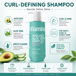 Shampooing pour <span class=keywords><strong>cheveux</strong></span> bouclés et frisés Pallamina Wavy Coily Curly, définissant les boucles, à l'avocat et à l'aloe vera, nettoyage doux, apaisant le cuir chevelu, hydratant, 500 ml - Product Image 3