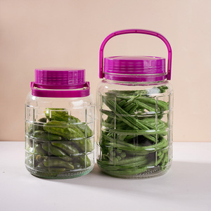 Bocal de conservation hermétique en verre transparent avec couvercle et poignée pour céréales, kimchi et autres aliments, personnalisable avec logo, pour cuisine et garde-manger, 1L, 2L, 3L - Product Image 1