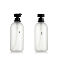 Flacon cosmétique en PET transparent givré de 500 ml avec pulvérisateur à pompe, impression sérigraphique pour l'emballage de produits de soin de la peau, shampooing, après-shampoing