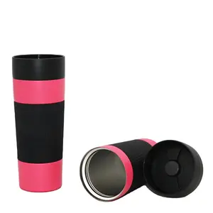304 stainless steel insulated coffee mug with lid Vacuum insulated Thermos Travel Coffee tumbler Mug with rubber sleeves