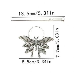 Horquilla de pelo vintage estilo vikingo punk con diseño de varita de bruja y polilla, accesorio gótico nórdico para disfraces de cosplay y fiestas de Halloween - Product Image 2