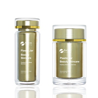Bouteille de capsules de vitamines en plastique à double couche dorée personnalisée avec bouchon à vis scellé 35ml 65ml 80ml 115ml