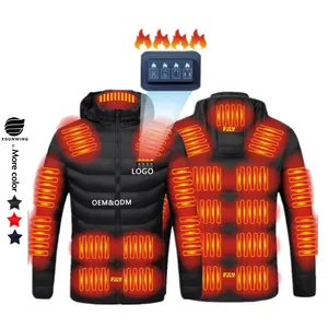 Xsunwing IN Stock Winter Outdoor Unisex S-6XL 2-21Heat Zone Rechargeable Battery USB Heating Heater Coat Insulated Heated Jacket