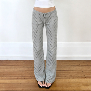 Pantalon long confortable en maille légère, avec cordon élastique, imprimé à pois, extensible, pour le sport et les loisirs - Product Image 3