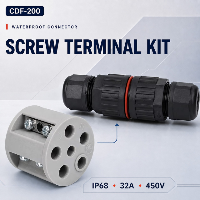 Screw Terminal Waterproof Connector IP68 3 5 Pin 32A Junction Box Outdoor Cable Splice for LED Solar
