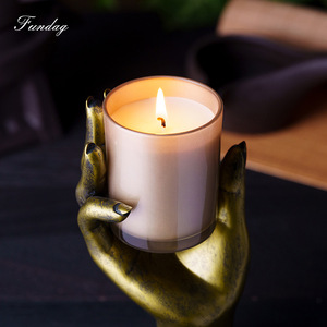 Fundag Hand Candle Holder Gold And White Decorative Scented Candle Stand For Home Aromatherapy - Product Image 4