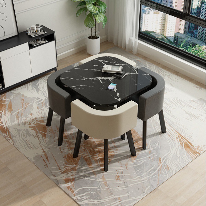 Black square table + 4chairs