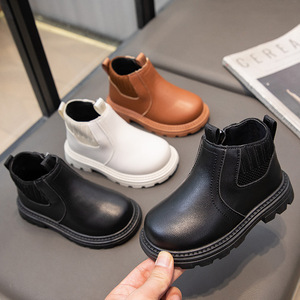 Chaussures Enfant Tendance, Bottines Britanniques avec Fermeture Éclair Latérale en Cuir PU pour Garçon et Fille, Chaussures de Marche d'Extérieur, Bottes d'Hiver pour Enfants - Product Image 3