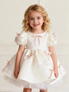 Abiti Estivi per Bambine 2026, Vestito da Festa con Fiocchi Rossi, <span class=keywords><strong>Abito</strong></span> da Principessa per Compleanno - Product Image 2