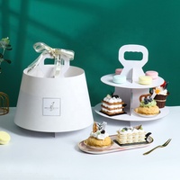 Boîte à gâteau transparente personnalisée, boîte à pâtisserie française, boîte de présentation de desserts, 6 "8" 10 "12", boîte à gâteau d'anniversaire à 3 étages en papier