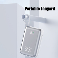 Batterie externe 10000 mAh avec câbles de charge doubles intégrés, charge rapide 22,5 W, mini chargeur de téléphone avec cordon et affichage de la puissance PD26-10000