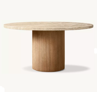 Table à manger ronde en chêne RH BYRON EMPERADOR, luxe, imperméable, 6 places, restaurant, hôtel, villa, mobilier de salle à manger en marbre