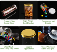 Pot en PET transparent de qualité supérieure BRC avec couvercle en aluminium pour l'emballage de cosmétiques, d'aliments, de bonbons et de sucre, sans BPA, matériau vierge, couvercles argentés