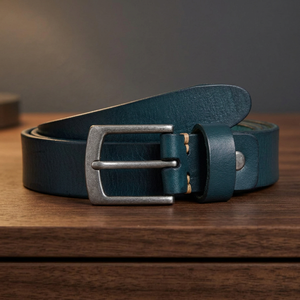 Ceinture pour homme en cuir de vachette avec boucle ardillon carrée en acier, design durable, robuste, haute résistance, imperméable, écologique, idéale pour les fêtes - Product Image 1