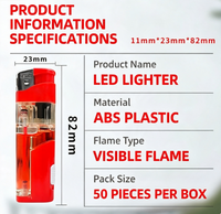 Briquet électronique LED en plastique rechargeable coupe-vent, cadeaux d'affaires, impression personnalisée, utilisation extérieure pour barbecue, vente en gros, briquets sur mesure