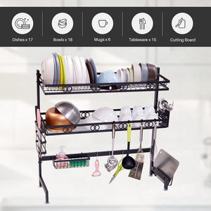 Escurridor de secado de platos de acero inoxidable para <span class=keywords><strong>cocina</strong></span> de montaje en pared más vendido, juego para fregadero, estante para almacenamiento de platos, encimera doméstica, estante para fregadero - Product Image 3