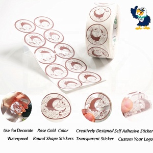 Autocollants transparents personnalisés en or rose imperméables avec logo pour la promotion (vente en gros) - Product Image 3